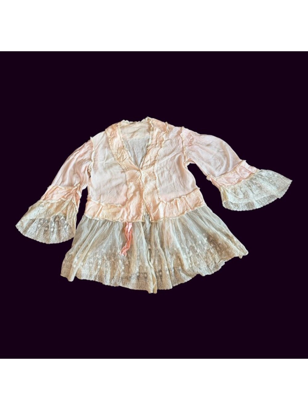 Antique Victorian Edwardian Ethereal Pastel Bohemian Ornate Bed Jacket S